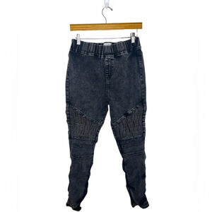 EASEL Moto Style Pull On Black Boho stretch streetwear grunge emo pants
